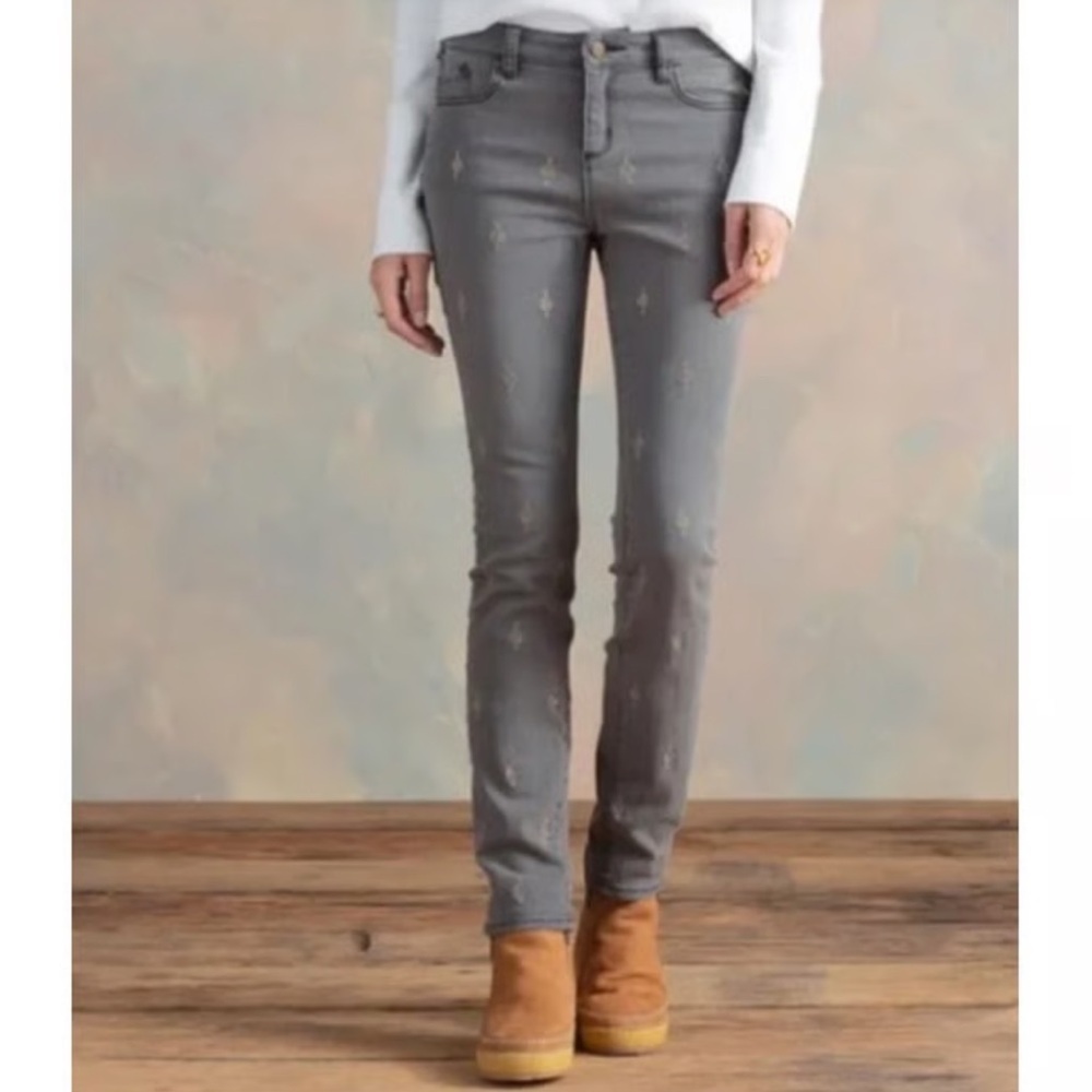 Sundance Primrose skinny sequined diamond Gray cotton blend Denim Sz 29